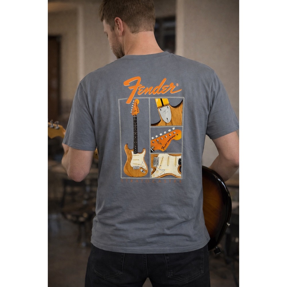 Wrangler Fender Stratocaster Graphic T-Shirt Mens Large Grey Cotton Classic Fit